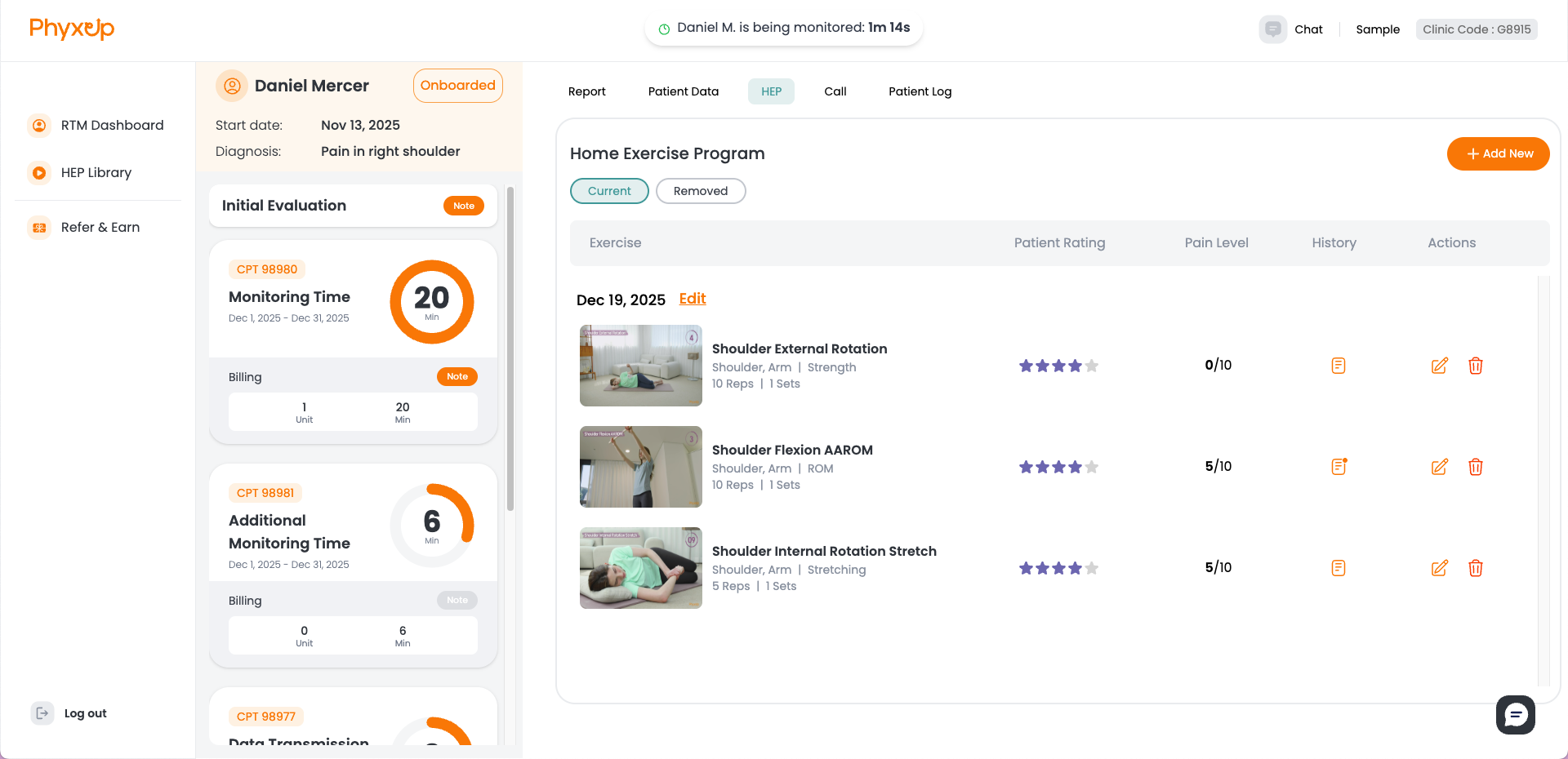 patient dashboard screenshot