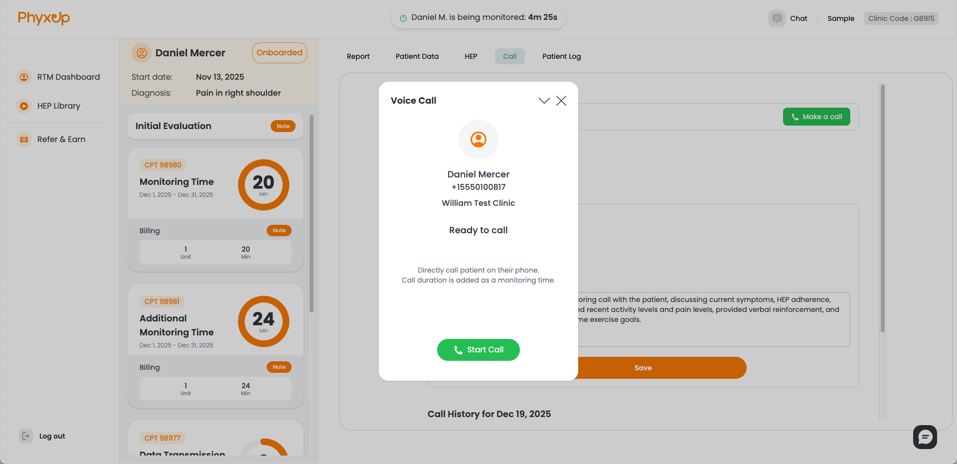 patient dashboard screenshot
