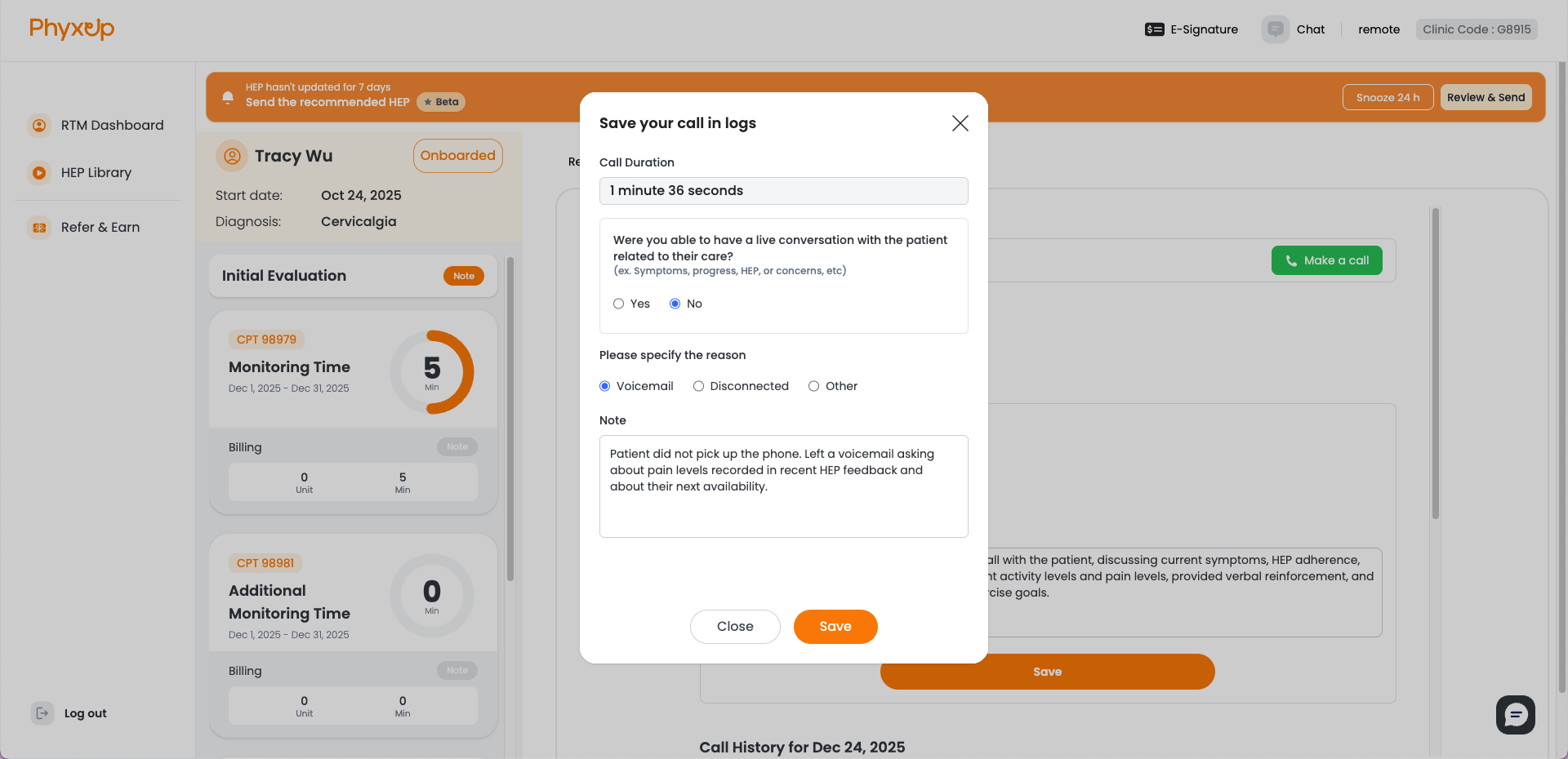 patient dashboard screenshot