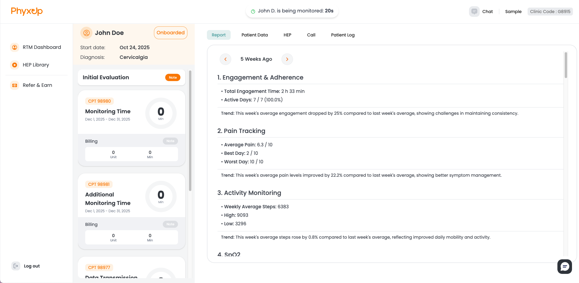 patient dashboard screenshot